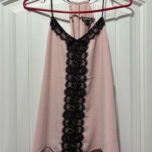 Express Blush Pink Cami with Black Lace Trim